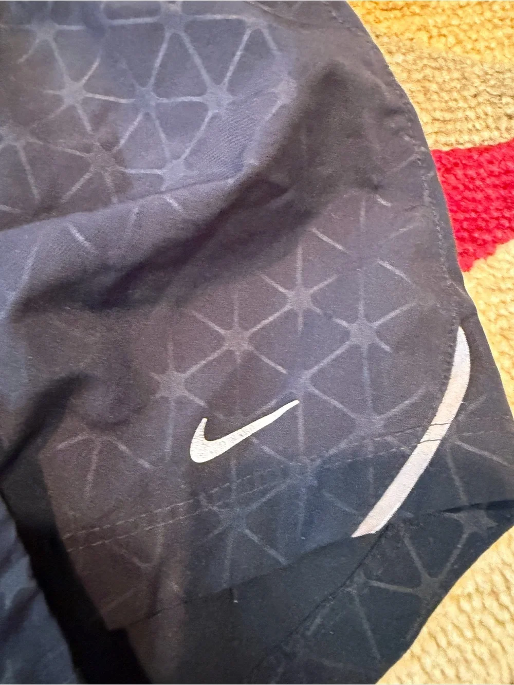 Nike Dri Fit Geometric Print Running Shorts Drawstring Black Women’s Size Medium